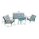 Garden furniture set CAVINE table, sofa and 2 chairs, green