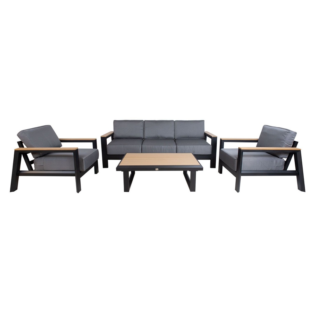 Garden furniture set FELINO table, sofa and 2 chairs, black