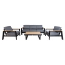 Garden furniture set FELINO table, sofa and 2 chairs, black