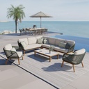 AURO ulkosohvaryhmä, kulmasohva + 2 nojatuolia + 2 pöytää, beige