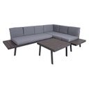 Puutarharyhmä DELGADO kulmasohva + pöytä, harmaa/grafiitti