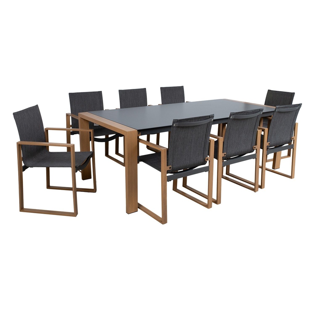 Ruokailuryhmä DUISBURG puutarhaan, pöytä + 8 tuolia