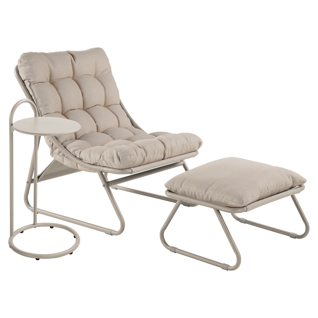 CLOUD tuolisetti: nojatuoli jalkatuella + pöytä