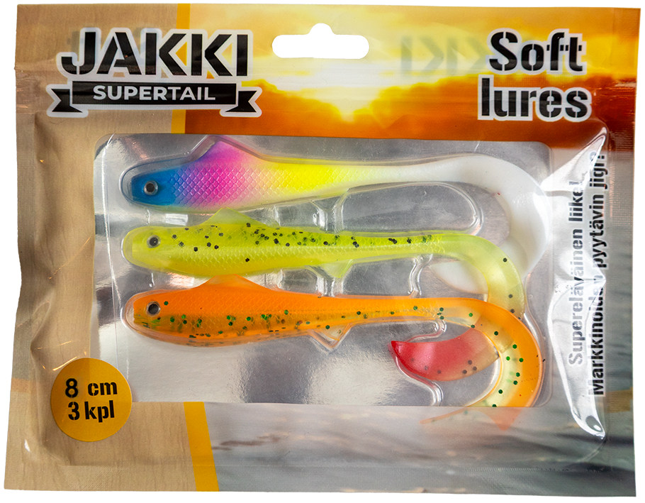 Jakki SuperTail 3kpl 8cm poutasään värisetti: 106,107,109