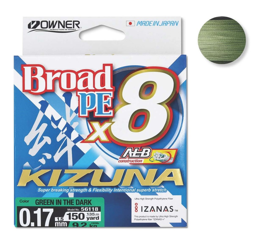 Owner Kizuna 135m mikrokuitusiima dark green 0,33mm