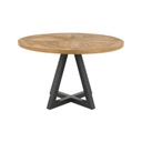 Ruokapöytä INDUS pyöreä 125cm, metallijalat, viilutettu, vaaleanruskea/harmaa