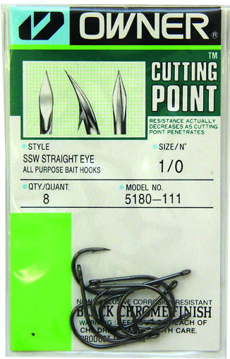Owner 5180 SSW yksihaarakoukku koko 1/0 8kpl