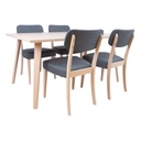 Ruokailuryhmä ADORA pöytä + 4 tuolia, pyökkirunko, viilutettu, harmaa/vaaleanbeige