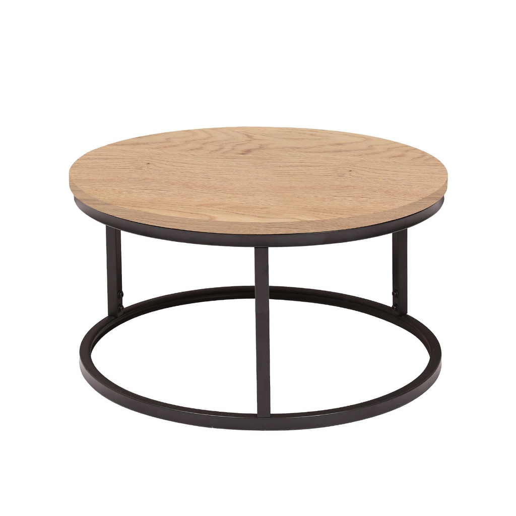 Sohvapöytä BRITE pyöreä Ø60cm, MDF-levyä, metallirunko, ruskea/musta