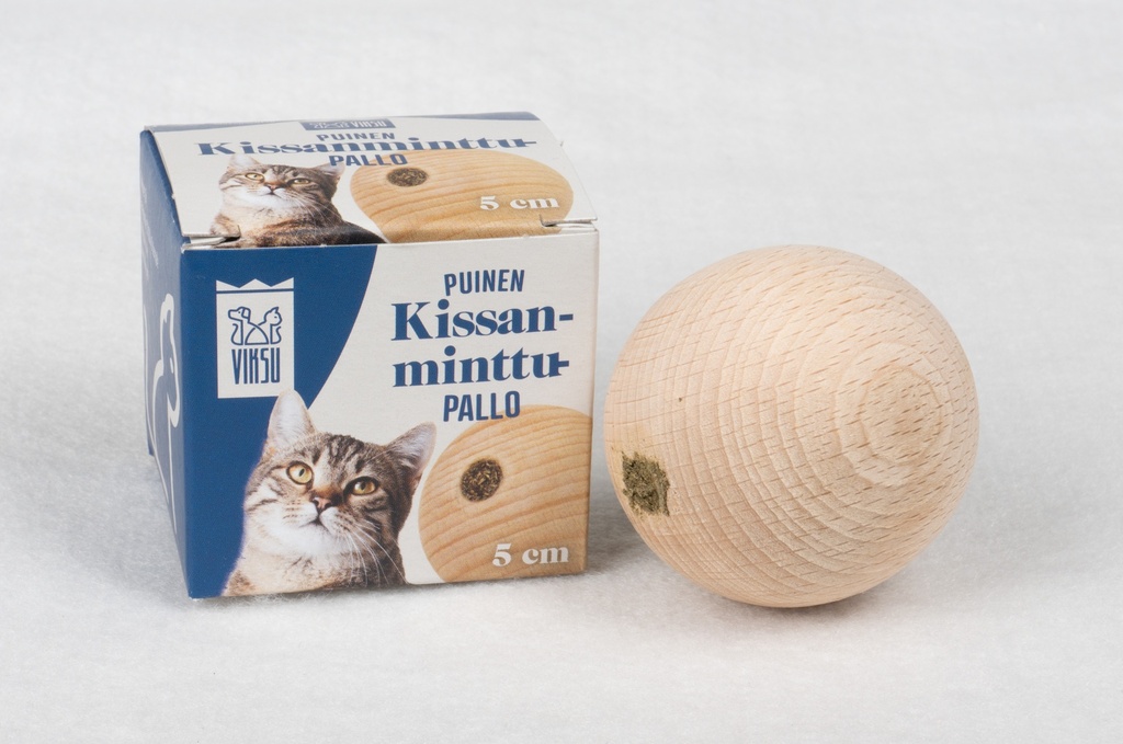 Viksu kissanlelu Pesä puupallo kissanmintulla 5 cm