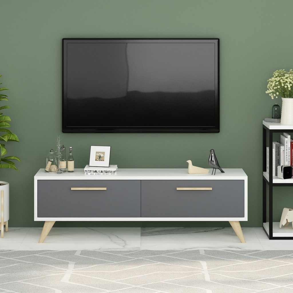 Chic Home Milena TV-taso 120 cm, valkoinen/antrasiitti
